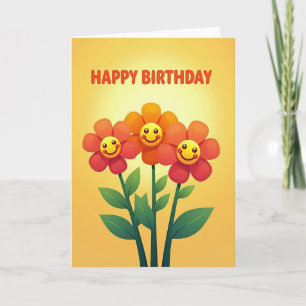 Carte d'anniversaire Floral Faces