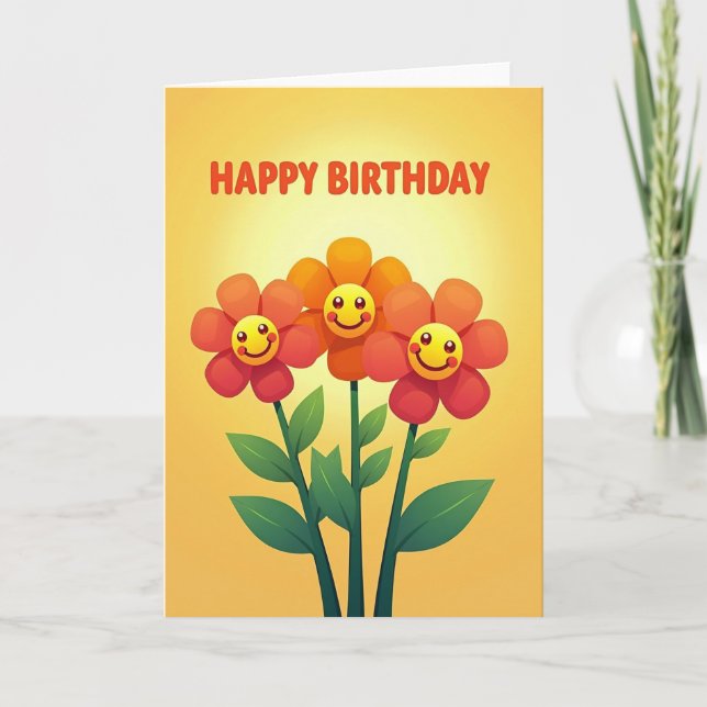Carte d'anniversaire Floral Faces (Devant)