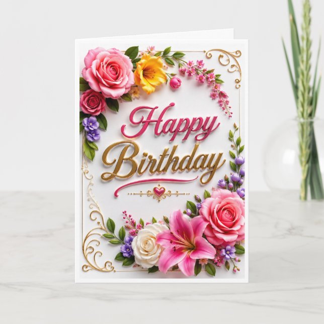 Carte d'anniversaire florale (Devant)