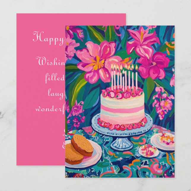 Carte d'anniversaire florale (Devant / Derrière)