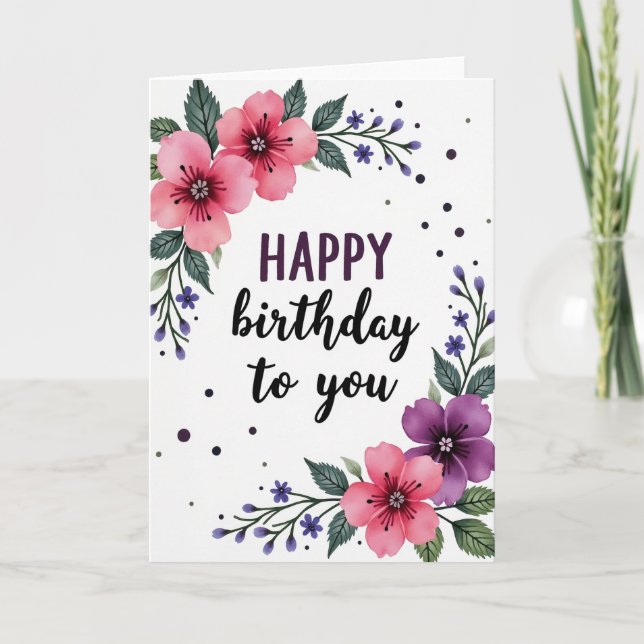 Carte d'anniversaire florale (Devant)