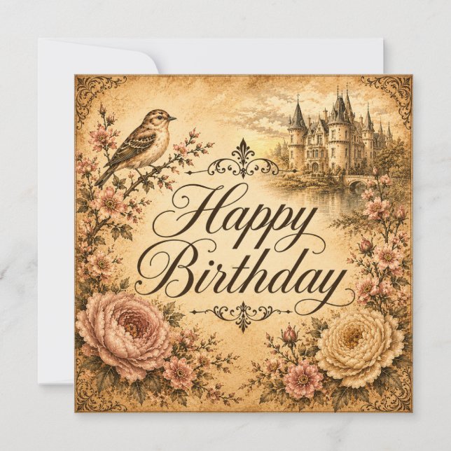 carte d'anniversaire florale  (Devant)