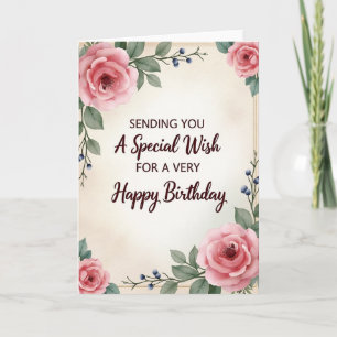 Carte d'anniversaire florale à l'aquarelle chaude