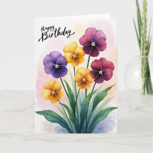 Carte d'anniversaire florale aquarelle