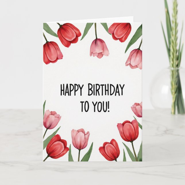 Carte d'anniversaire florale aquarelle douce (Devant)