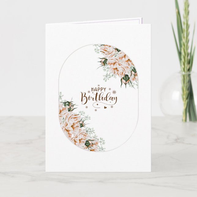 Carte d'anniversaire florale aquarelle Roses éléga (Devant)