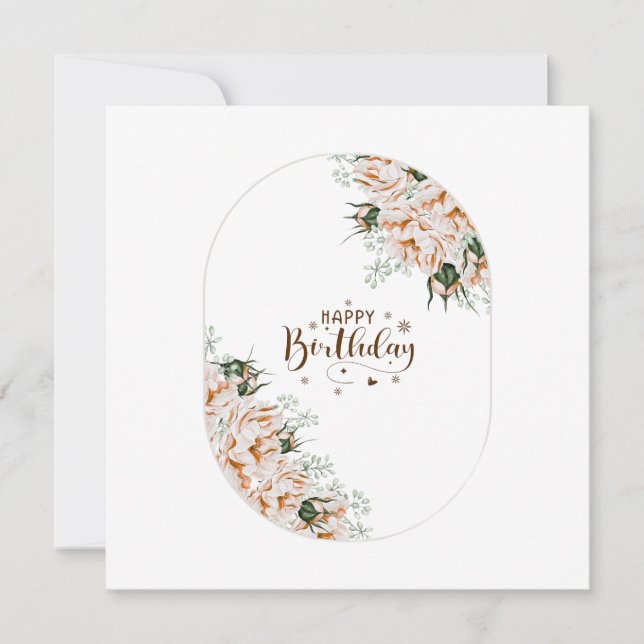 Carte d'anniversaire florale aquarelle Roses éléga (Devant)