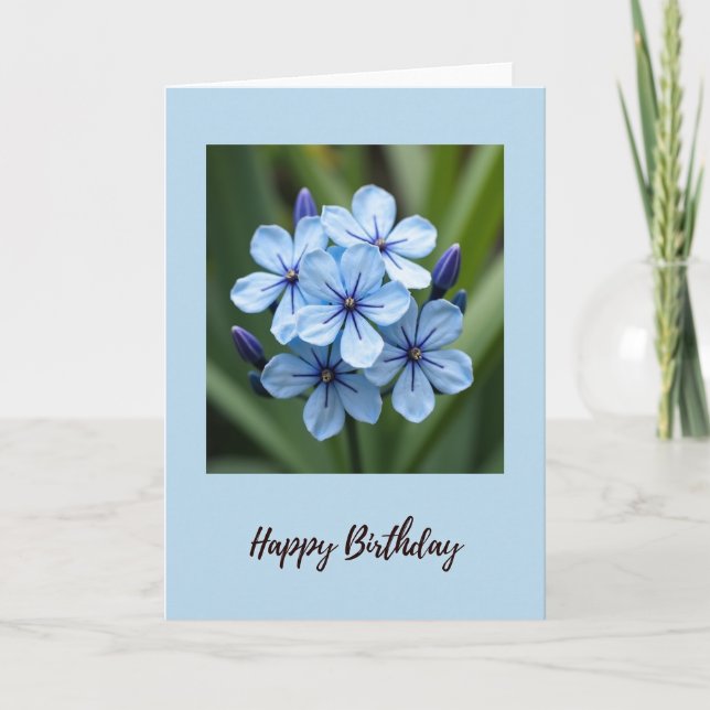 Carte d'anniversaire florale azur (Devant)