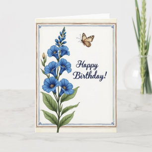 Carte d'anniversaire florale céruléenne