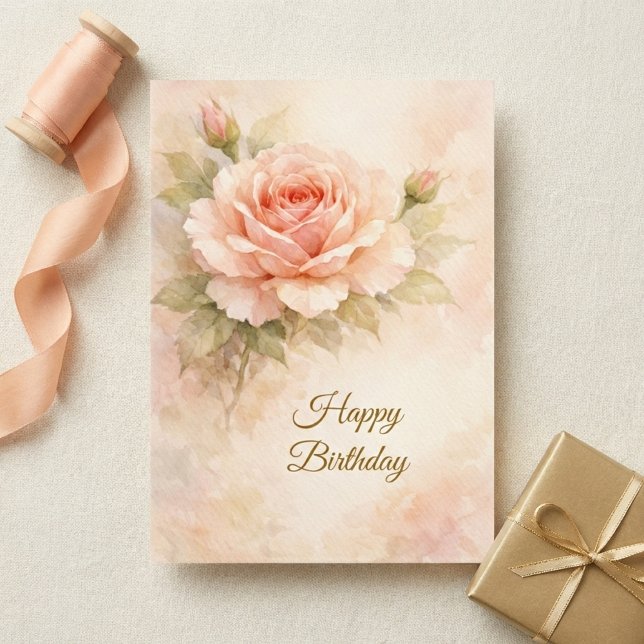 Carte d'anniversaire florale chrétienne Rose Blush (Créateur téléchargé)