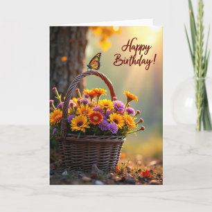 Carte d'anniversaire florale d'automne