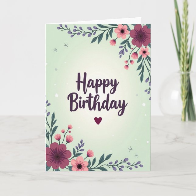 Carte d'anniversaire florale de Bourgogne (Devant)