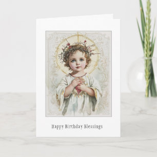 Carte d'anniversaire florale de la Vierge catholiq