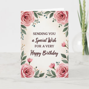 Carte d'anniversaire florale de voeux spéciaux