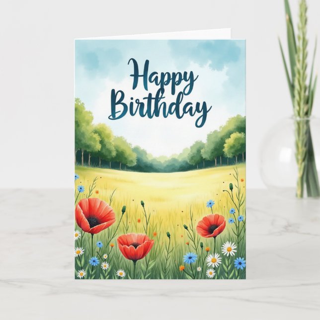 Carte d'anniversaire florale écarlate (Devant)
