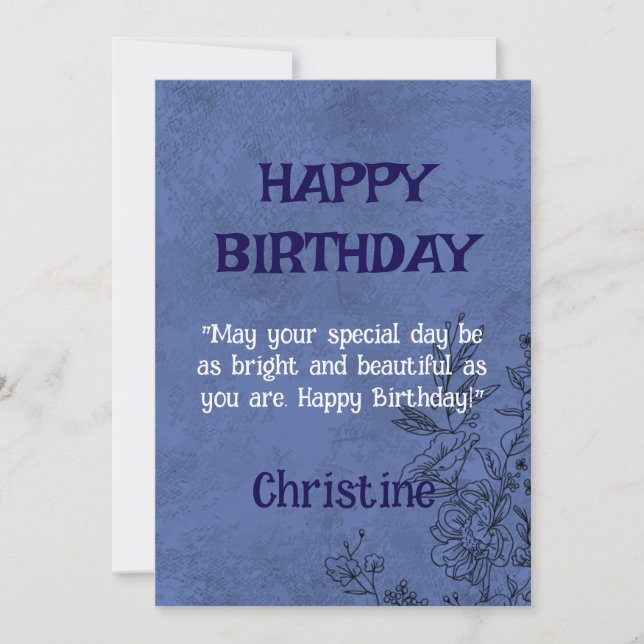 Carte d'anniversaire florale élégante (Devant)