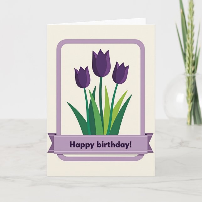 Carte d'anniversaire florale élégante (Devant)