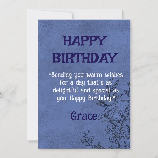 Carte d'anniversaire florale élégante (Devant)