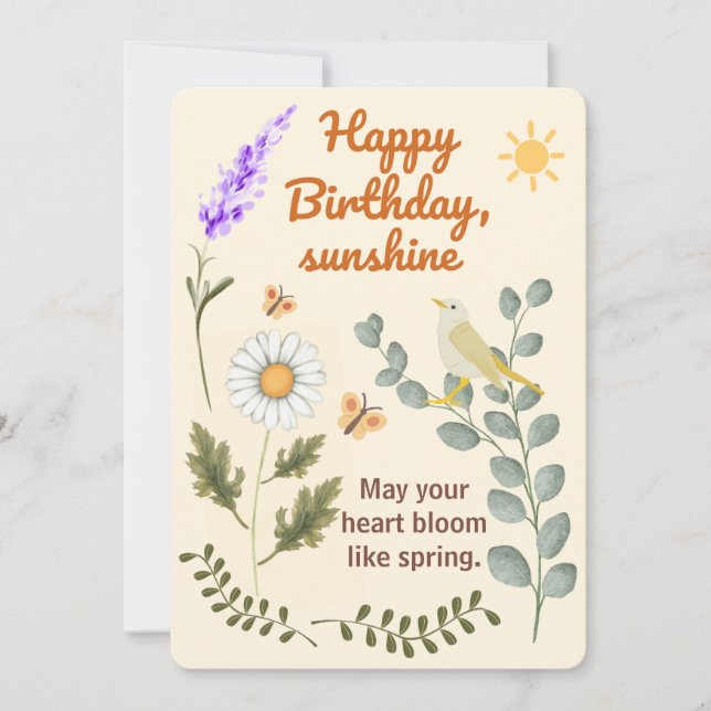 Carte d'anniversaire florale élégante - Thème jard (Devant)