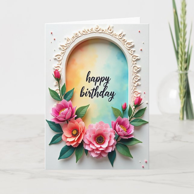 Carte d'anniversaire florale en arc (Devant)