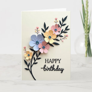 Carte d'anniversaire florale en couches