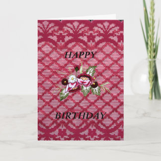 carte d'anniversaire florale en dentelle rouge