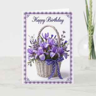 Carte d'anniversaire florale en osier