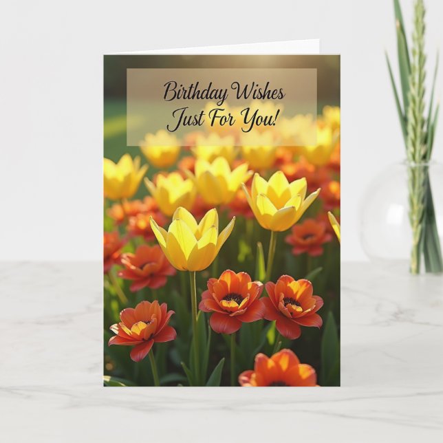Carte d'anniversaire florale ensoleillée chaude (Devant)