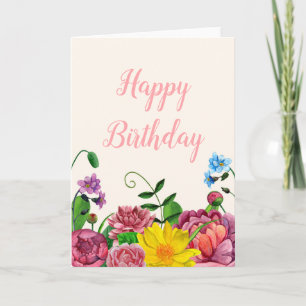 Carte d'anniversaire florale heureuse. Fleurs d'ea