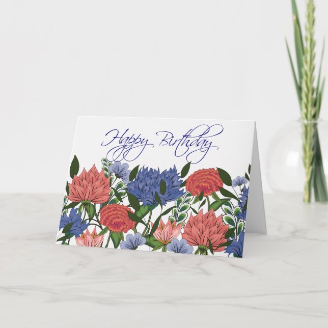 Carte d'anniversaire florale indienne (Devant)