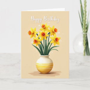 Carte d'anniversaire florale jaune joyeuse