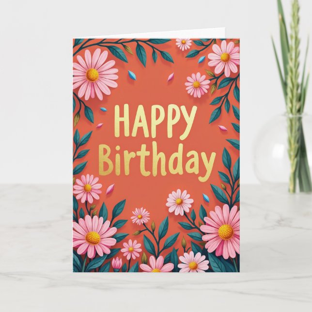 Carte d'anniversaire florale joyeuse (Devant)