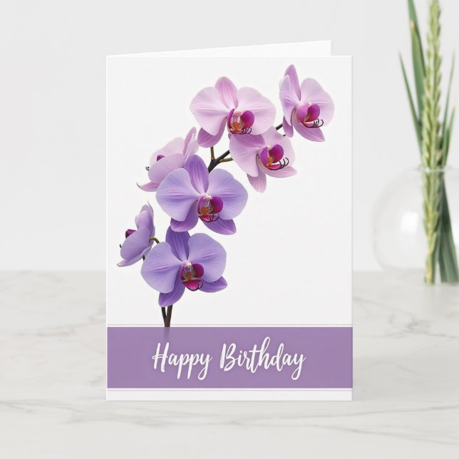 Carte d'anniversaire florale lilas (Devant)