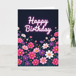 Carte d'anniversaire florale lumineuse