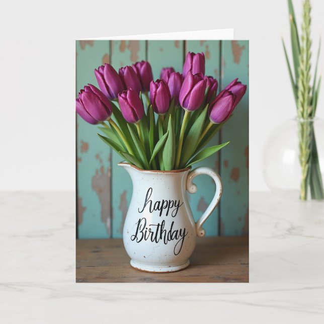 Carte d'anniversaire florale magenta (Devant)