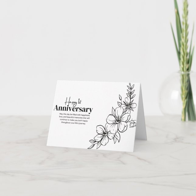 Carte d'anniversaire florale minimaliste simple (Devant)
