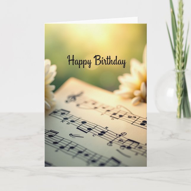 Carte d'anniversaire florale musicale (Devant)