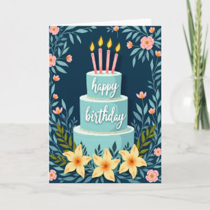 Carte d'anniversaire florale Navy