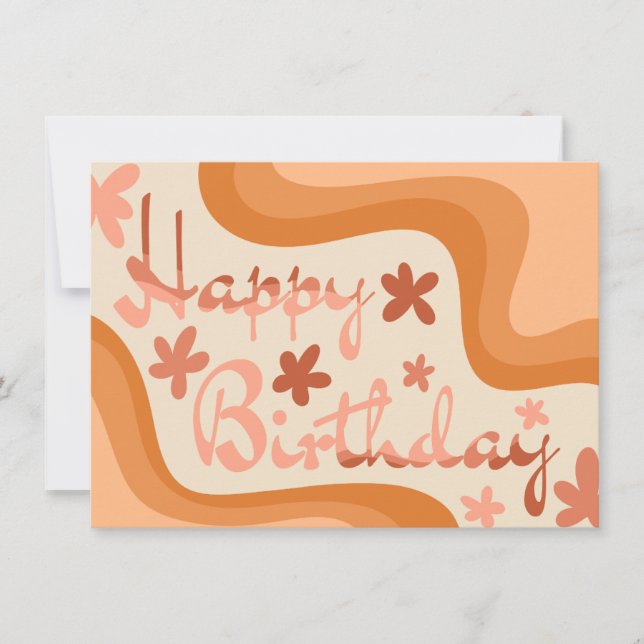 Carte d'anniversaire florale ondulée orange (Devant)