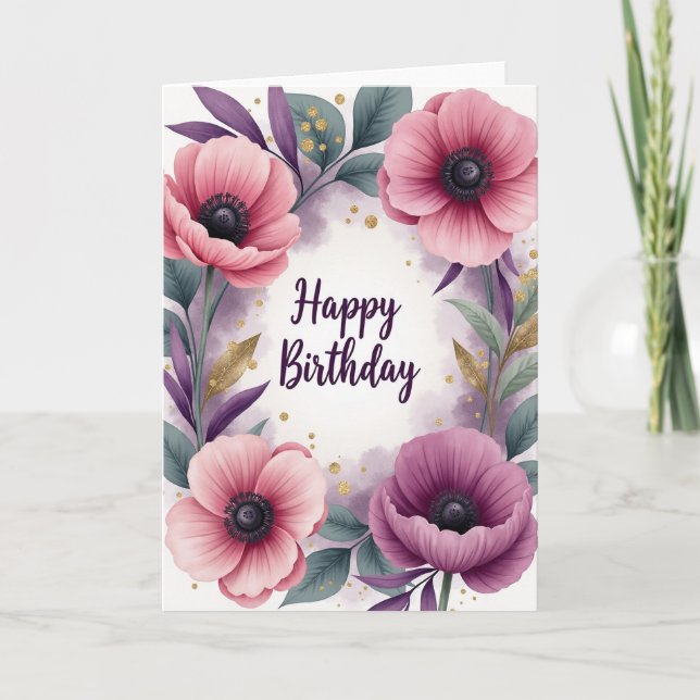 Carte d'anniversaire florale opulente (Devant)