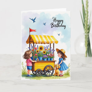 Carte d'anniversaire florale pour jeune