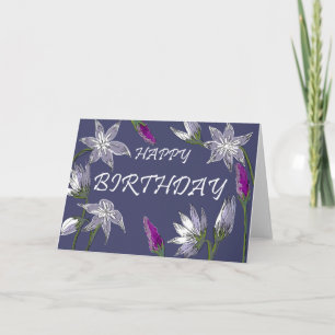Carte d'anniversaire florale pourpre