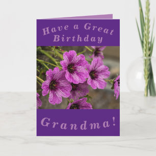 Carte d'anniversaire florale pourpre pour grand-mè
