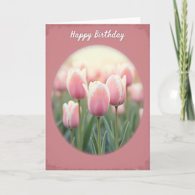 Carte d'anniversaire florale rayée (Devant)