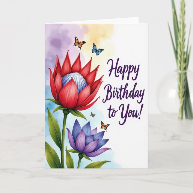 Carte d'anniversaire florale rêveuse (Devant)