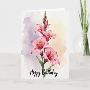 Carte d'anniversaire florale rose