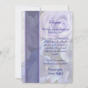 Carte d'anniversaire florale Rose Bleue Violette