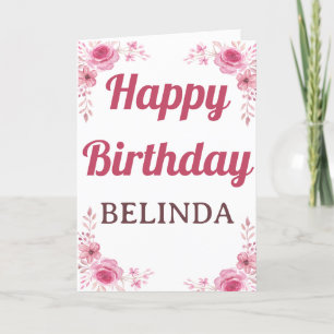 CARTE D'ANNIVERSAIRE FLORALE ROSE ÉLÉGANTE