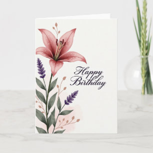 Carte d'anniversaire florale rosée
