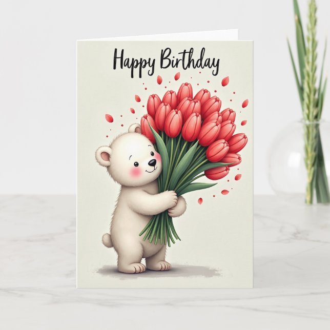 Carte d'anniversaire florale rouge joyeuse (Devant)